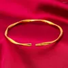 Bangle 3mm Wide Smooth Twisted Women Open/Unopen Bracelet Thin Solid 18k Yellow Gold Filled Classic Fashion Jewelry Gift Dia 60m