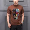 T-shirt d'automne pour hommes, couleur unie, chemise à bascule, tissu tricoté, Style crâne, pull en laine, coupe cintrée, surdimensionné