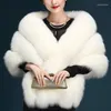 여자 모피 여자 목이 치즈 삼 흰 핑크 블랙 웨딩 드레스 신부 우아한 케이프 겨울 케이프 판초 두꺼운 따뜻한 망토 재킷
