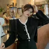 Женские блузки, бархатный топ, женские элегантные кружевные рубашки во французском стиле с v-образным вырезом во французском стиле, черные шикарные рубашки нежного дизайна
