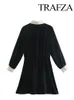 Basic Casual Dresses TRAFZA Fashion Elegant Black Short For Women Vintage Dress Autumn Woman Long Sleeve Mini 230912