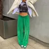 Women's Pants Female Retro Solid Color Wide Leg Pants Fashion High Waist Casual Long Streetwear Dance