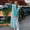 Women's Fur Faux 10 section Luxury Winter Vest Jacket Sleeveless Thick Warm Horizontal Striped Long Style Fluffy Fake Overcoat 230912
