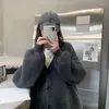 여자 니트 여성 따뜻한 니트 가디건 싱글 가슴 v- 넥 소매 1 크기의 단단한 가을 아웃복 느슨한 한국 스웨터 코트