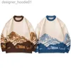 Erkek Sweaters Erkek Sweaters Erkekler Hip Hop Sokak Giyim Harajuku Vintage Japon Tarzı Kar Dağ Örgü Kış Kırışma Krop Triko 221202 L230912