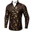 Men's Casual Shirts Luxury Gold Floral Black Clothing Purple Red Blue Social Tuxedo Dress DiBanGu 230201250x