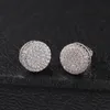 Stud 1 paire S925 Sterling Silver Boucles d'oreilles rondes géométriques Bling Ice Out Hip Hop CZ pour hommes Rapper Bijoux 230912