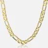 Pure Golds Chain Necklace Jewelry Plated 24k Gold 10mm Heavry Figaro Halsband för män 22inch181i