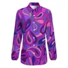 Women's Blouses Purple Paisley Print Blouse Long-Sleeve Hippie Office Work Classic Oversized Shirt Custom Top Birthday Gift