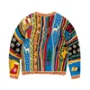 Kadın Sweaters 2023 Bahar Renkli Retro Etnik Stil Süveter Erkekler için Knited Sweater Hırka Moda Renkleri Erkekler V Boyun Ceket 230912