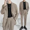 Męskie garnitury mary męskie koreańskie eleganckie streetwear luźne swobodne vintage kratą garnitur Blazers kurtki marka mody mody sukienki ślubne płaszcz man 230912