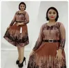 Etnische kleding Dames Print Geplooide Midi-jurk XL-5XL Dashiki Herfst Elegant Kantoor Dames Werkkleding Gewaad Africaine Femme Dubai Afrikaans
