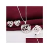 Ensembles de bijoux de mariage Ensembles de bijoux en trois pièces en forme de coeur en argent sterling 925 de haute qualité Dfmss743 Vente directe d'usine Mariage Ne Dhojl