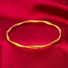 Bangle 3mm Wide Smooth Twisted Women Open/Unopen Bracelet Thin Solid 18k Yellow Gold Filled Classic Fashion Jewelry Gift Dia 60m