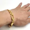 Bracelet Hip Hop à maillons Figaro italien, 8, 5 pouces, 12mm d'épaisseur, véritable timbre, or jaune 24K G F, chaîne de poignet fine et solide, 284u