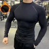 T-shirts pour hommes T-shirts d'entraînement pour hommes T-shirt d'hiver pour hommes col rond mince manches longues Gym Rashguard Compression course sous-vêtements de sport 230912