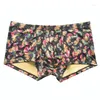 Sous-vêtements imprimé floral hommes Big U poche convexe sous-vêtements taille basse boxeurs culottes vêtements de nuit sexy maillots de bain maillot de bain