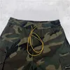 Herr shorts sommar militär kamouflage last män unisex lös passform dragstrån tröjor streetwear åtta-pocket styling