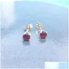 Stud Birthstone 12 Color M Cubic Zirconia Wholesale Real 14K Guldfyllda örhängen smycken Studs For Women Ingen Fading Drop Deli Dhgarden Dhft9