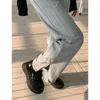 Dames Jeans Hoge Taille Dames 2023 Herfst Streetwear Koreaanse Mode Rechte Wijde Pijpen Broek Baggy Vintage Casual Slit Mom Denim Broek