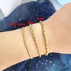 Bangle Qmhje Anchor Clasp Armband Women Men Rostfritt stål Twist Rope Chain Sailor Wheel Geometric Link Basic Diy Gold Silver Color 230912