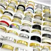 Band Rings Newest 30Pcs/Lot Mix Style Stainless Steel Ring Metal Titanium Finger Band Fit Mens And Womens Fashion Party Engagement Gif Dhosq