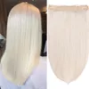 FANSSI Ice Blonde Silver Hair Extensions real human hair Invisible Wire Hair Extensions with Transparent Fish Line #silver