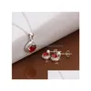 Boucles d'oreilles Collier de haute qualité 925 Sterling Sier Piece Incrusté Ruby Ensembles de bijoux Dfmss547 Brand New Factory Direct Sale Wedding Necklac Dhfby