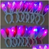 Party Favor Led Bunny Ears Headband Light Up Flashing Fluffy Rabbit Ear Headbands Sequins Headdress Costume Cosplay Hairband Woman H Ot5Yp