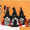 Other Festive Party Supplies Halloween Decorations Grey Beard Cloak Dolls With Black Bat Hat Faceless Dwarf Doll Atmosphere Props Orna Dhqtp