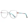 Zonnebril Frames 53mm Blauw Licht Blokkeren vrouwen Cat Eye Metalen Brilmontuur Vrouwelijke Anti Stralingsbescherming Brillen 3052