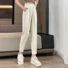 Spodnie damskie Summer Styl Styl Koreańska luźna wersja wysokiej talii pokazuje cienkie i małe swobodne małe kobiety dym