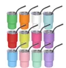 USA Warehouse Sublimation 3oz Shot Glass مع Straw Straw 12Colors من الفولاذ المقاوم للصدأ من الفولاذ المقاوم للصدأ.