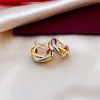 Classic Three-Weeting for Women Couple Fashion Luxury Love Stud avec trois couleurs Rose Gold Silver Womens Earge d'oreille