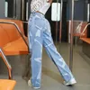 Kvinnors jeans hiphop streetwear y2k jogging byxor kvinna lös bred ben kvinnlig goth punk tryck tröjor chic mode