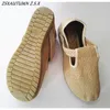 Sapatos de vestido Grama Tecido Pano Homens 2023 Primavera Verão Flat Estilo Chinês Vintage Casal Slip Ons 230912