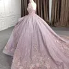 Fantastische baljurk Quinceanera -jurken kralen Appliqued prom jurns lovertjes V halslijn gelaagde tule sweet 15 korset maskerade jurk 415