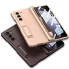 Capa de telefone luxuosa com dobradiça magnética fosca Vogue para Samsung Galaxy Z dobrável Fold5 5G Business membrana protetora completa com suporte dobrável com suporte para caneta