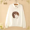 Sweat à capuche pour femmes, mignon, Anime, adolescentes, Kawaii, doux, manches longues, bleu, rose, hauts pull