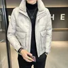 Parkas pour hommes mode veste de canard blanc couleur unie décontracté automne hiver col en fourrure d'agneau vêtements d'extérieur manteaux bouffants vêtements masculins 230911