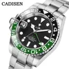 Orologi da polso 2023 Cadisen Business Left Crown Men Mechanical NH34A 200m Waterproof Sapphire Glass GMT Watch For