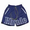 Shorts Short de créateur Rhude pour hommes, été, séchage rapide, maille respirante, cordon de serrage, vêtements de plage, ample, Sport, respire librement, moins de monde, respire librement