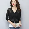 Frauen Strick Koreanische Sommer Strickjacke Frauen Herbst Spitze Aushöhlen Schal Dünne Mantel Damen Tops Gestrickte Pullover Weibliche Strickjacken