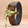 Riemen Mode Lederen Riem Western Cowboy Gesp Mannen Vrouwen Jeans Tailleband Casual Vintage Gegraveerde Bloemen Stier