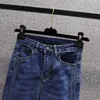 Jeans para mujer Remache Estiramiento Recto Mujeres Alta Cintura Patchwork Casual Harem Pantalones Denim Tobillo Longitud Mujer Pantalones Otoño 2023 Azul