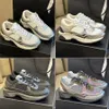 Toppkvalitetsdesigner sneakers läder lyxiga kvinnor lapptäcke mesh sneakers snörning tennis skor springa lapptäcke casual skor guld silver plattform skor