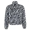 Kvinnors hoodies kvinnor vinter långärmad fuzzy plysch tröja halvt zip upp turtleneck pullover toppar ränder lösa streetwear n7ye