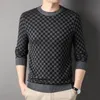 Pulls pour hommes Nouveau Automne Hiver Luxe Designer Pull Streetwear Classique Plaid Tricoté Pull De Noël Haut