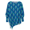 T-shirts pour femmes Bleu Paon Plumes Animal Print Kawaii Chemise Femmes À Manches Longues O Cou Streetwear Tops Surdimensionné Design Top Tees