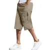 Men's Shorts Mens Casual Plus Size Big Relaxed Fit Elastic Waist Overalls Pants Solid Hiking Outdoor Work With Pockets